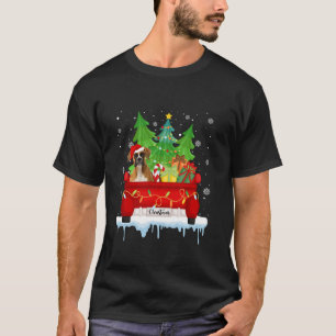 Red Truck Frohe Weihnachtsbaum Xmas Boxer Dog Long T-Shirt