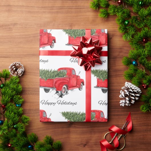Red Truck Frohe Weihnachtsfeiertage Weihnachten We Geschenkpapier (Feiertagsgeschenk)