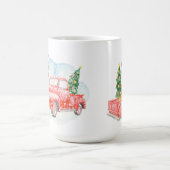 RED TRUCK Frohe Weihnachtskarte Personalisiert Kaffeetasse (Mittel)