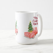 RED TRUCK Frohe Weihnachtskarte Personalisiert Kaffeetasse (VorderseiteRechts)
