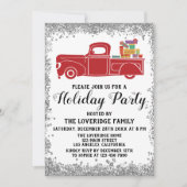 Red Truck Geschenke Weihnachtsfeier Silver Einladung (Vorderseite)