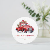 Red Truck Gingham Karierte Weihnachtskarten Feiertagskarte (Stehend Vorderseite)