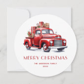 Red Truck Gingham Karierte Weihnachtskarten Feiertagskarte (Vorderseite)