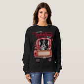 Red Truck Happy Valentines Day Border Collie Hund Sweatshirt (Vorne ganz)