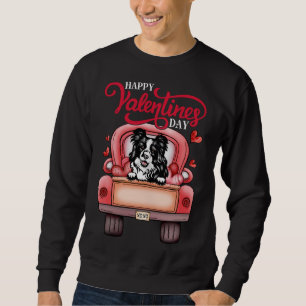 Red Truck Happy Valentines Day Border Collie Hund Sweatshirt