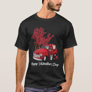 Red Truck Happy Valentines Day Chihuahua Hund Herz T-Shirt