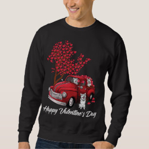 Red Truck Happy Valentines Day Husky Hund Liebhabe Sweatshirt