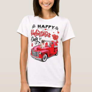 Red Truck Happy Valentine's Day Pub Hunde Herzen T-Shirt