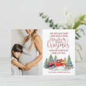 Red Truck | Heilige Schwangerschaft Ankündigung (Stehend Vorderseite)