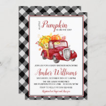 Red Truck Herbst Pumpkin Babydusche Einladung