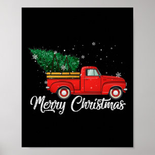 Red Truck holt Weihnachtsbaum Vintagen Urlaub Poster