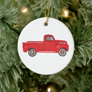 Red Truck Illustration Art Keramik Keramik Ornament