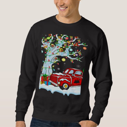 Red Truck Lights Xmas Tree Snowman Red Truck Chris Sweatshirt (Vorderseite)