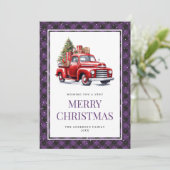 Red Truck Lila Buffalo Kariert Weihnachten (Stehend Vorderseite)