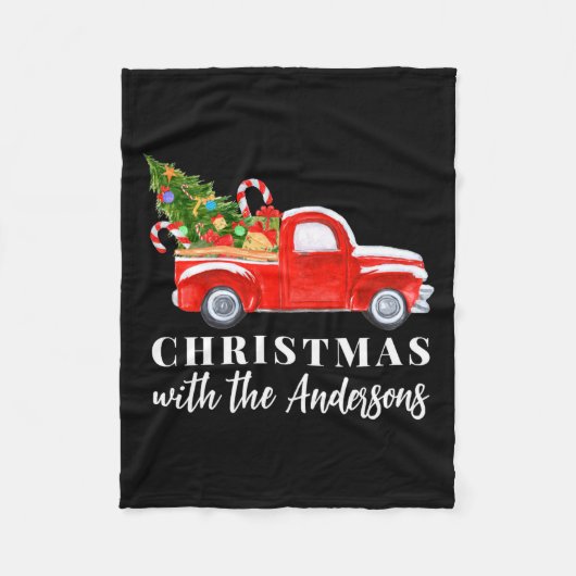 Red Truck Matching Family Christmas Fleecedecke (Vorderseite)