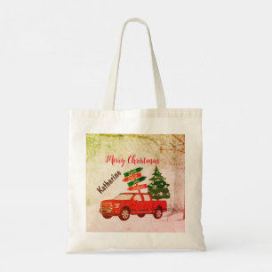 Red Truck Matching Rustic Vintag Frohe Weihnachten Tragetasche