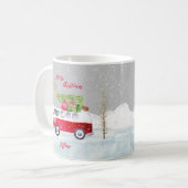 Red Truck Merry Christmas Gray Kaffeetasse (Vorderseite Links)