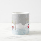 Red Truck Merry Christmas Gray Kaffeetasse (Mittel)