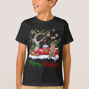 Red Truck Merry Christmas Tree Belgischer Schäferh T-Shirt