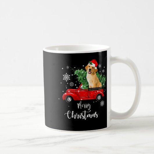 Red Truck Merry Christmas Tree Golden Retriever Ch Kaffeetasse (Rechts)