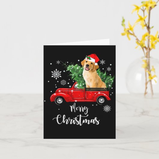 Red Truck Merry Christmas Tree Golden Retriever Ch Karte (Gelbe Blume)