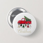 Red Truck mit Buffalo Kariert und Leopard Weihnach Button (Vorne & Hinten)