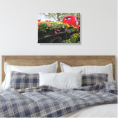 Red Truck mit Frühlingsblumen & Regenbogen Leinwanddruck (Insitu (Schlafzimmer))