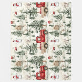 Red Truck mit Geschenken und Schneemann Fleecedecke (Vorderseite)