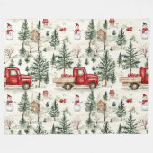 Red Truck mit Geschenken und Schneemann Fleecedecke (Vorderseite (Horizontal))