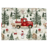 Red Truck mit Geschenken und Schneemann Große Geschenktüte (Rückseite)