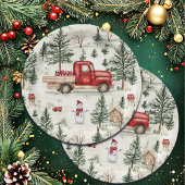 Red Truck mit Geschenken und Schneemann Pappteller