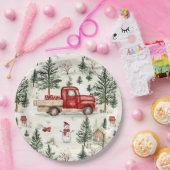 Red Truck mit Geschenken und Schneemann Pappteller (Party)