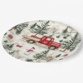 Red Truck mit Geschenken und Schneemann Pappteller (Schrägansicht)