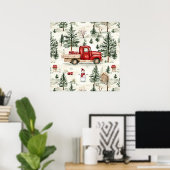 Red Truck mit Geschenken und Schneemann Poster (Heimbüro)