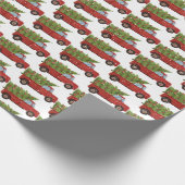 Red Truck mit Weihnachtsbaum Geschenkpapier (Ecke)
