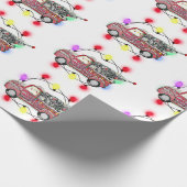 Red Truck mit Weihnachtsbaum Snowy Lights Geschenkpapier (Ecke)