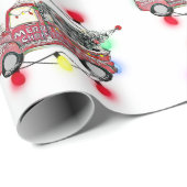 Red Truck mit Weihnachtsbaum Snowy Lights Geschenkpapier (Rolleneckpunkt)