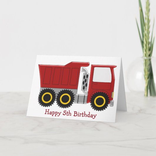Red Truck Personalisiert 5. Geburtstag Karte (Vorderseite)