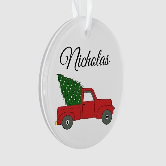 "Red Truck" Personalisiert Ornament (Vorderseite)