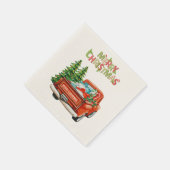 Red Truck Pine Tree Frohe Weihnachten Serviette (Ecke)