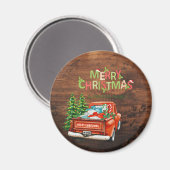 Red Truck Pine Tree Frohe Weihnachtswald Magnet (Vorderseite/Rückseite)