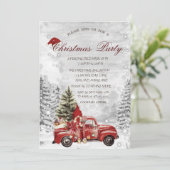 Red Truck Pine Tree Gnome Snow Forest Weihnachten Einladung (Stehend Vorderseite)
