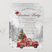 Red Truck Pine Tree Gnome Snow Forest Weihnachten Einladung (Vorne/Hinten)