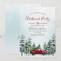 Red Truck Pine Tree Holiday Christmas Little Party