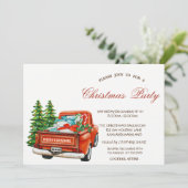 Red Truck Pine Tree Weihnachtsfest Party Einladung (Stehend Vorderseite)