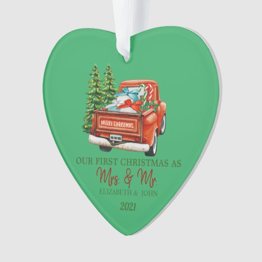 Red Truck Pine Trees präsentiert unsere ersten Wei Ornament (Vorderseite)