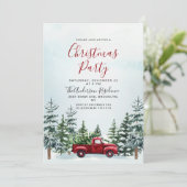 Red Truck Pine Trees Weihnachtsfest Party Einladung (Stehend Vorderseite)