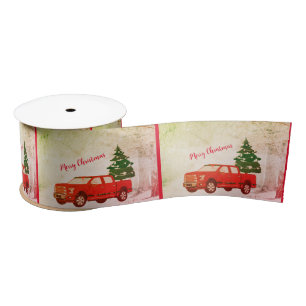 Red Truck Retro Vintag Frohe Weihnachtsband Satinband