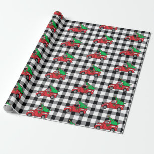 Red Truck   Schwarz   White Buffalo Karo Pattern W Geschenkpapier