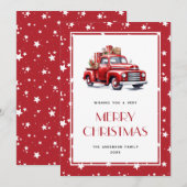 Red Truck Snow Stars Frohe Weihnachtskarten Feiertagskarte (Vorne/Hinten)